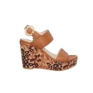 NEW ERIC MICHAEL women's athens wedge sandal in tan